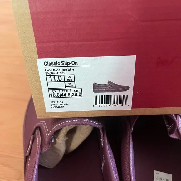 Vans Classic Slip-On 'Pastel Mono - Plum Wine' Mens 11.0 US - Picture 8 of 8